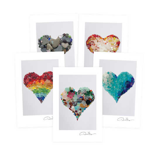 10 Seaglass Heart Postcards