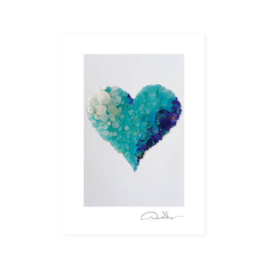 Aqua Seaglass Heart Postcard