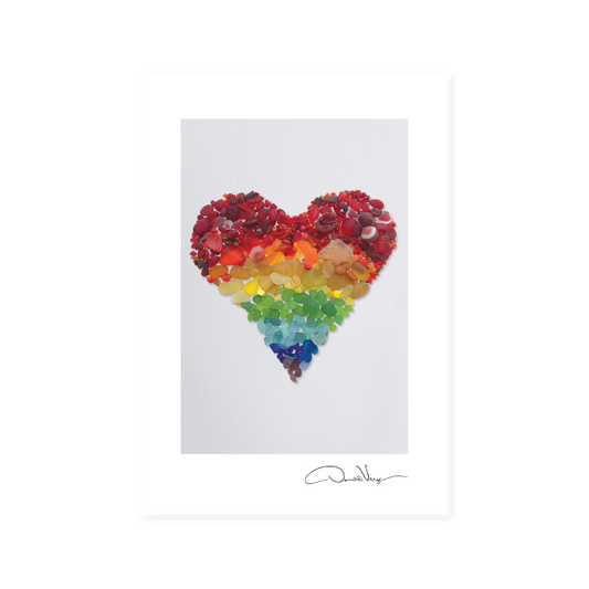 Rainbow Seaglass Heart Postcard