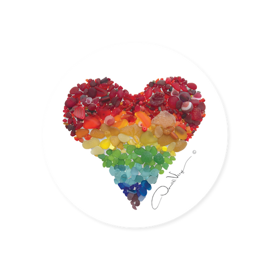 Rainbow Seaglass Heart Vinyl Sticker