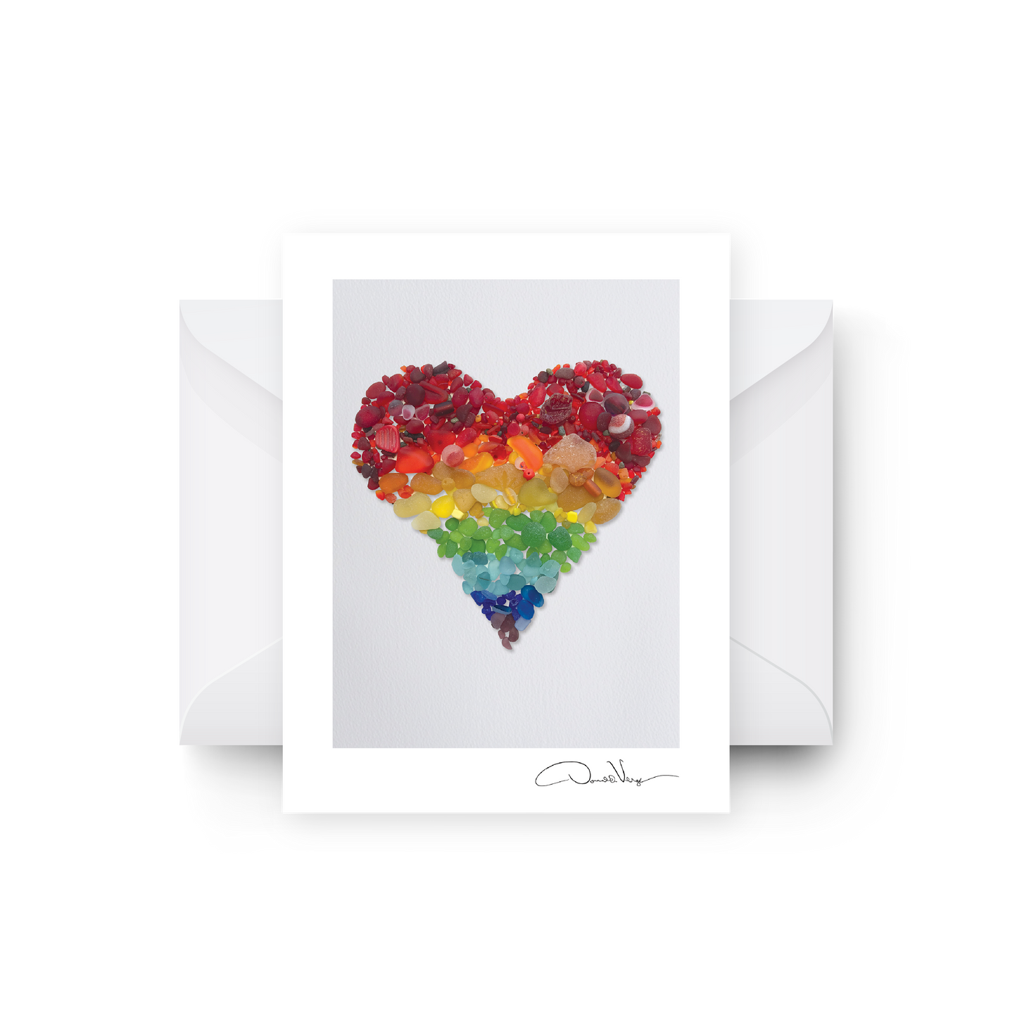 5 Seaglass Heart Note Card Collection