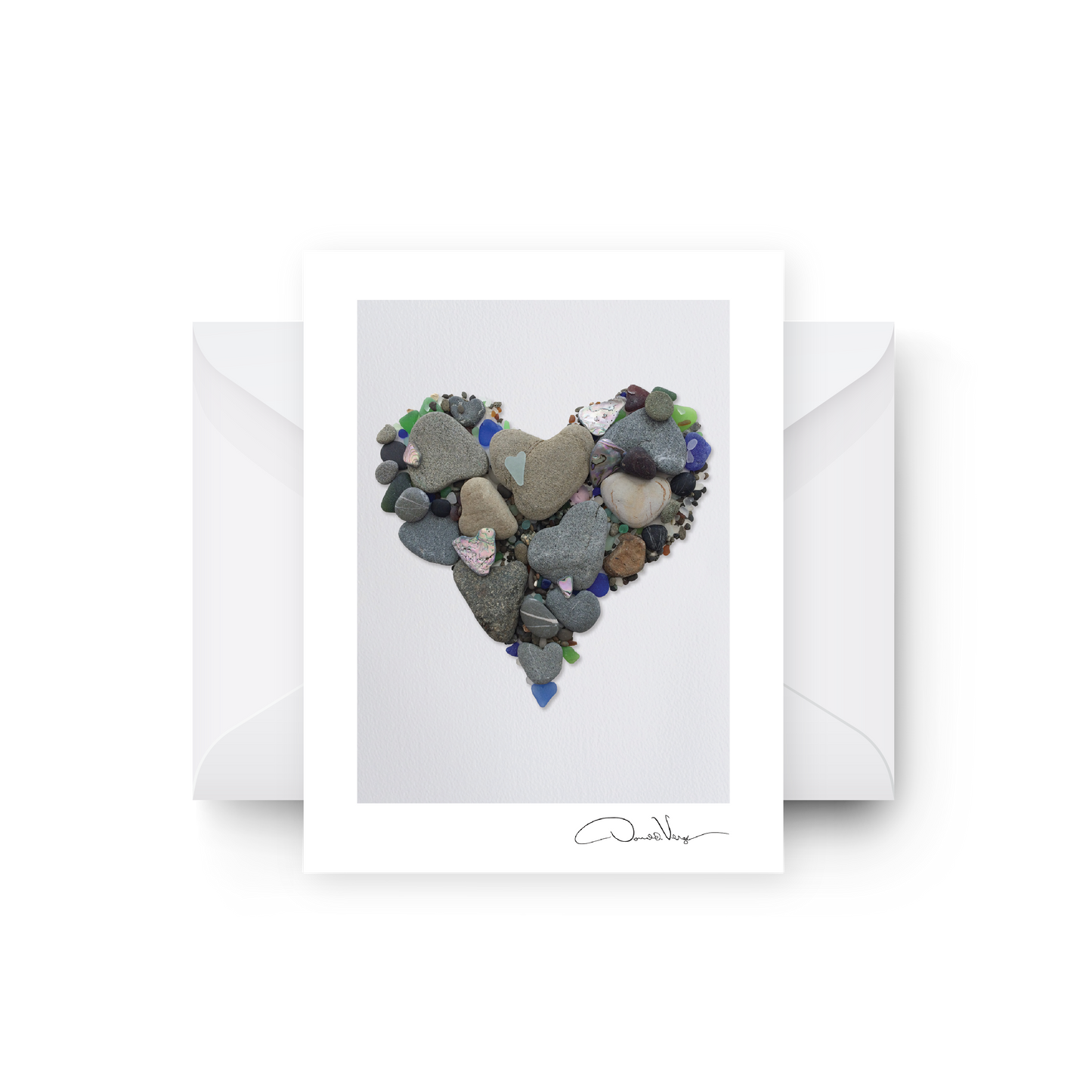 5 Seaglass Heart Note Card Collection