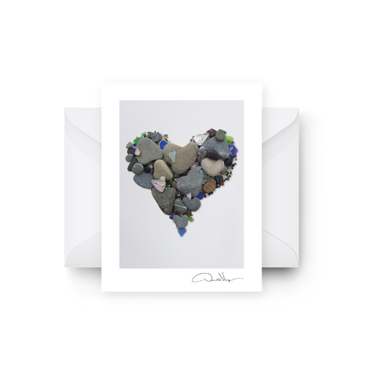 Stones & Seaglass Heart Blank Greeting Card