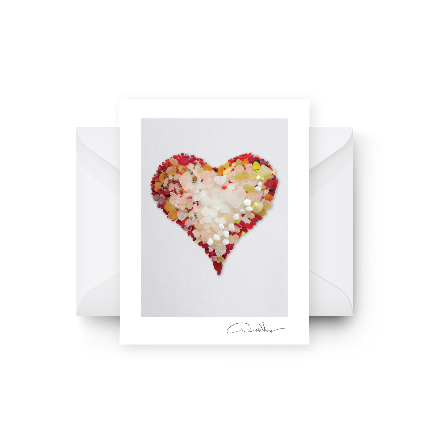 Seaglass Heart Blank Greeting Card