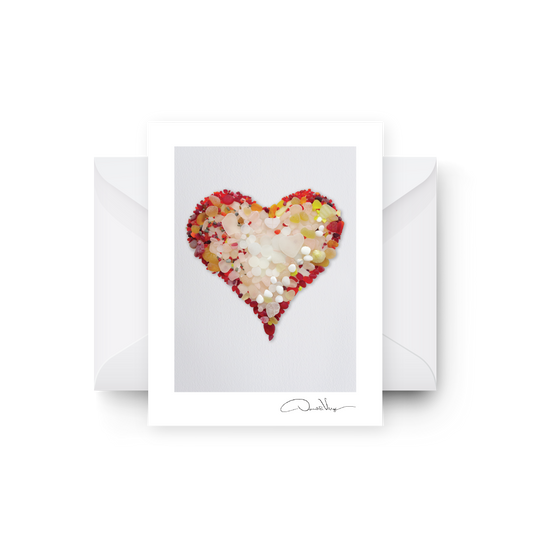 Seaglass Heart Blank Greeting Card