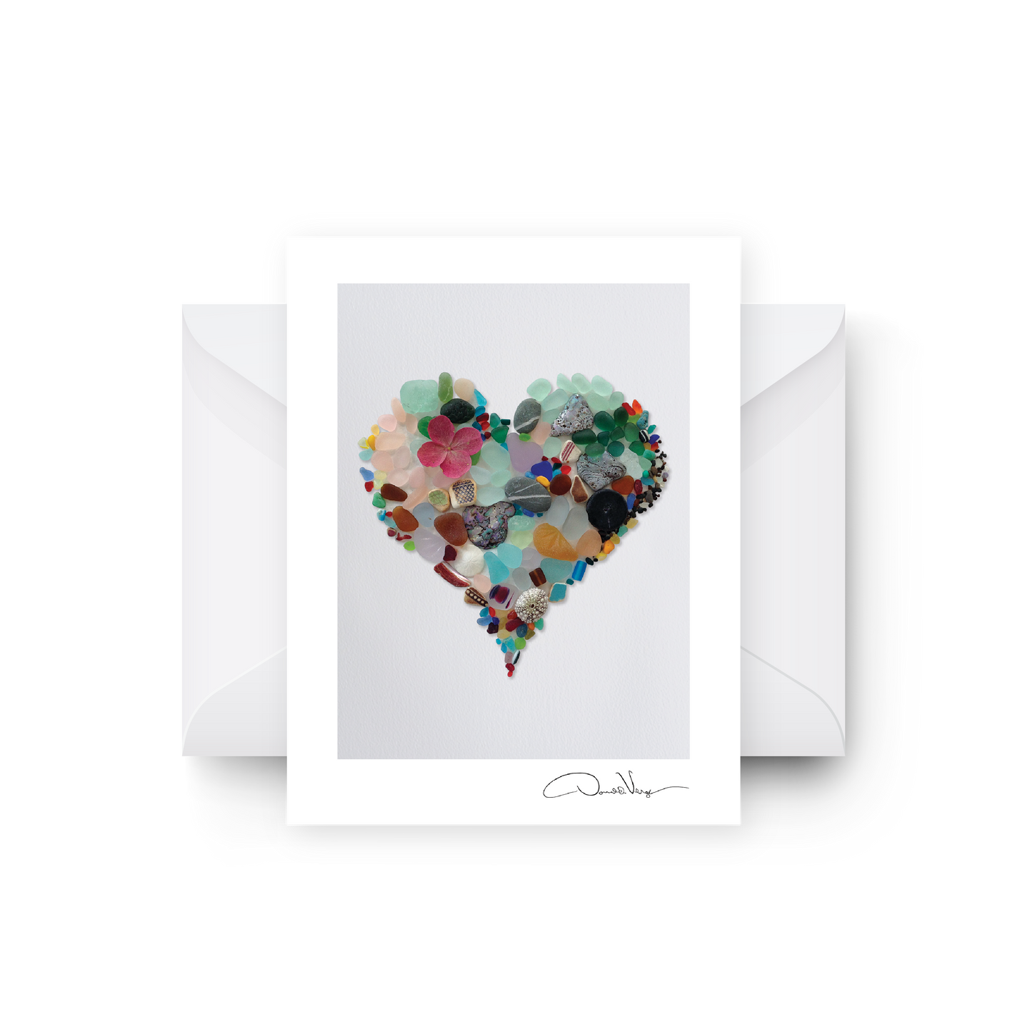 Original Seaglass Heart Blank Greeting Card