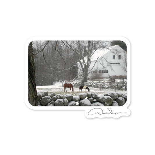 Iconic Winter Horses in the Field Vinyl Photography Sticker