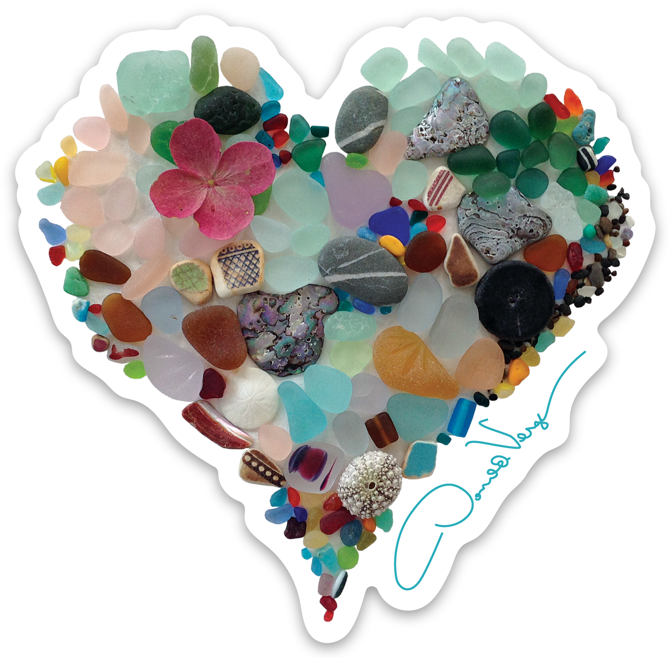 Original Seaglass Heart Vinyl Sticker