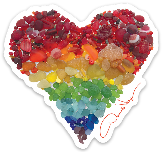 Rainbow Seaglass Heart Vinyl Sticker